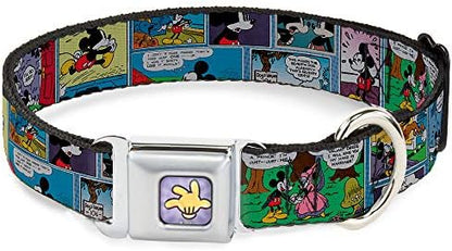 Buckle-Down Seatbelt Buckle Dog Collar - Mickey & Minnie Comic Strip - 1.5" Wide - Fits 13-18" Neck - Small