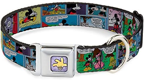 Buckle-Down Seatbelt Buckle Dog Collar - Mickey & Minnie Comic Strip - 1.5" Wide - Fits 13-18" Neck - Small