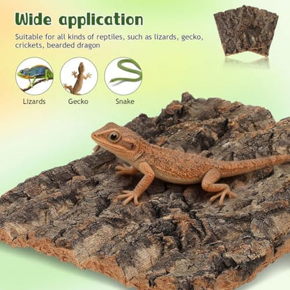 Reptile Bark Decor 2 pcs Natural Tree Bark for Terrarium Hideout and Climbing Surface for Lizards Geckos Snakes 7.67 X 5.82 X 0.39 in