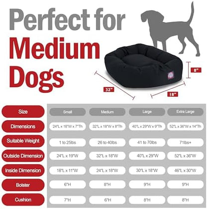 Majestic Pet Bagel Calming Dog Bed, 32 Inch Medium, Round, Washable, Black