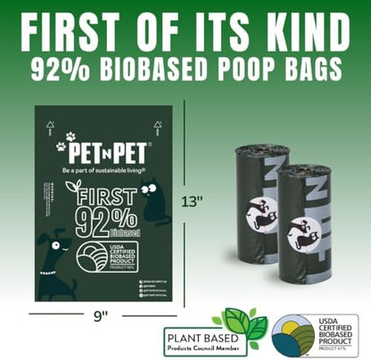 Pet N Pet Dog Poop Bags Rolls, 180 Count, Unscented Leak Proof Thick Waste
