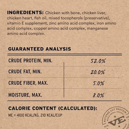 Vital Essentials Freeze Dried Cat Food, Raw Chicken Crunchy Nibs Complete Meal or Mixer High Protein, Low Carb, Grain Free, Dry Cat Food 12 oz, (Pack of 2)