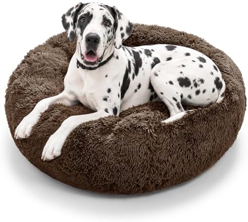 JOLLYVOGUE Dog Beds Large Sized Dog, Calming Anti-Anxiety Dog Bed, Fluffy Donut Cushion for Extra Large Pets (45")