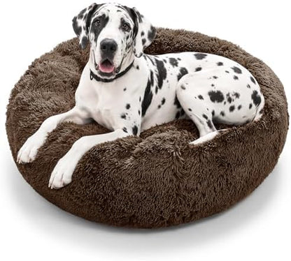 JOLLYVOGUE Dog Beds Large Sized Dog, Calming Anti-Anxiety Dog Bed, Fluffy Donut Cushion for Extra Large Pets (45")