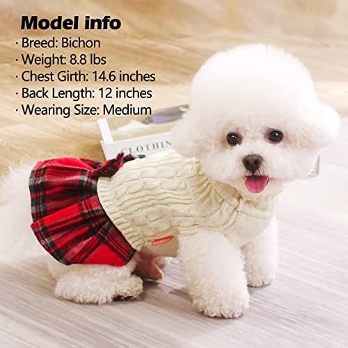 KYEESE Dog Sweater Dress for Small Dogs Turtleneck Thick Knit Pullover