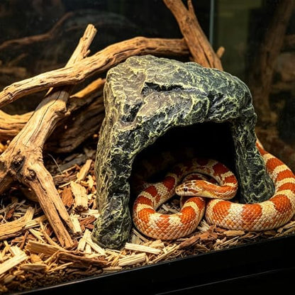 Reptile Rock Hide Cave Tortoise Hideout Turtle Basking Rock Snake Hide Habitat for Amphibian Lizard Fish Bearded Dragon Leopard Gecko