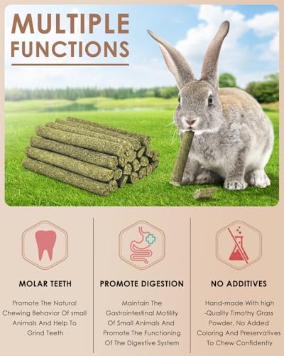 Bissap 25PCS Timothy Hay Sticks, Natural Molar Chew Treats for Small Pets