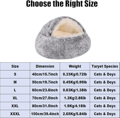 Keep Warm Lapcatz Nest Bed - Round, Fluffy, Hooded Cat Bed Cave with Anti-Slip Bottom and Machine Washable Cover for Small to Medium Pets (Green, Medium)