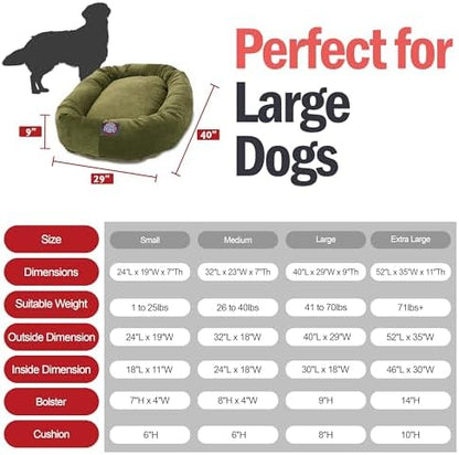 Majestic Pet Micro Velvet Dog Bed, 40 Inch Large, Round, Washable, Fern