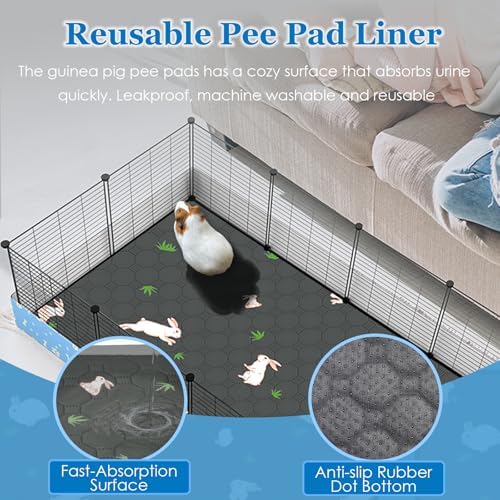 Guinea Pig Cages with Tarp and Bedding Pee Pad Liner, 2-Story Large Guinea Pig Playpen C&C Loft Cage for 2 Rabbit Bunny Chinchilla Small Animal Habitat for Indoor