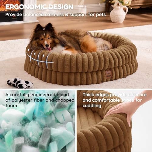 ChiXnuggle Orthopedic Dog Bed, Washable Cover, Faux Fur Bolster Pet Couch