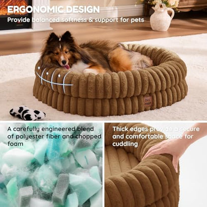 ChiXnuggle Orthopedic Dog Bed, Washable Cover, Faux Fur Bolster Pet Couch