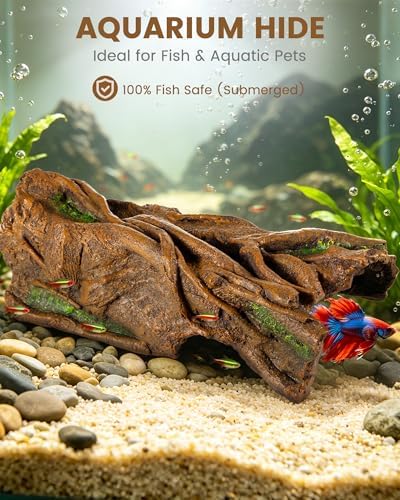 REPTITRIP Resin Tree Bark Reptile Hide Cave for Snakes, Geckos & Lizards