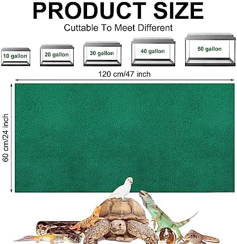Haull 4 Pcs Reptile Carpet Terrarium Floor Mat Liner, 47 x 24 Inch, Green