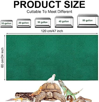 Haull 4 Pcs Reptile Carpet Terrarium Floor Mat Liner, 47 x 24 Inch, Green