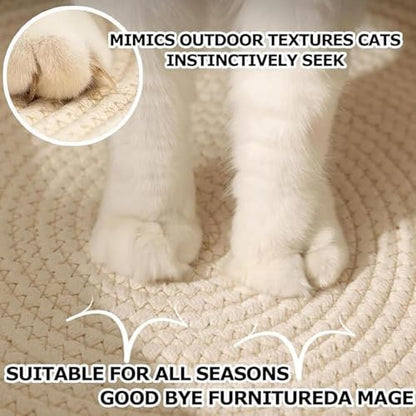 Instinct Basket, Stimuli Handwoven cat Basket Rope Cotton with Cushion, Eliminates Bed Rejection Round Pet Basket, Boho Catbed for Cats Handwoven Scratchable Breathable Weave (Small-B)