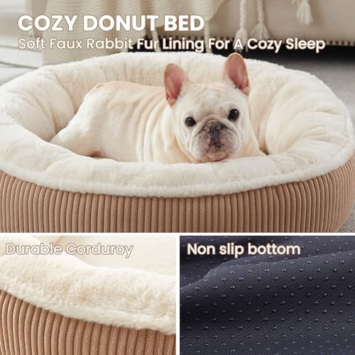 30 inches Calming Donut Dog Bed for Medium Dogs,Brown