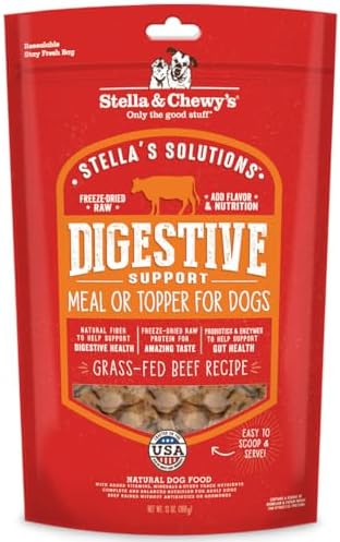 Stella & Chewy's Freeze-Dried Raw Dog Food for Digestive Health - Grass-Fed Beef Dinner Morsels - Natural Solution for Sensitive Stomach, Gas & Firm Stools - Premium Raw Nutrition - 13oz