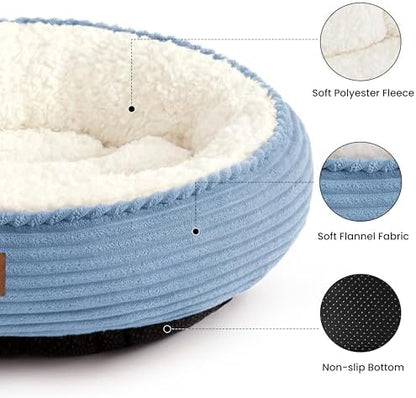 Love's cabin Round Donut Cat and Dog Cushion Bed, 30in Pet Bed for Medium or Large Dogs, Anti-Slip & Water-Resistant Bottom, Soft Durable Fabric Pet Beds, Washable Calming Cat Bed, Sky Blue