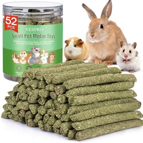 52Pcs Rabbit Chew Sticks, Guinea Pig Toys, Natural Timothy Hay Teeth Stick