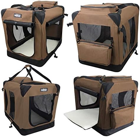 EliteField 3-Door Soft Dog Crate with Bed & Carrying Bag (2-Year Warranty)