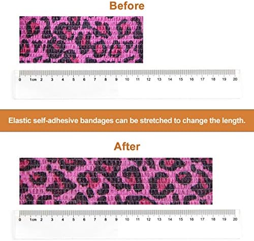 Pet First Aid Tape Waterproof Self Adherent Cohesive Bandage for Dogs Cats Horses Breathable Non-Woven Elastic Self Adhesive Sports Tapes (Leopard print)