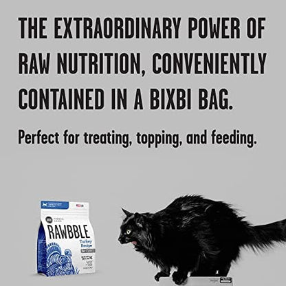 BIXBI Rawbble Freeze Dried Cat Food, Turkey Recipe, 10 oz - 94% Meat and Organs, No Fillers - Pantry-Friendly Raw Cat Food for Meal, Treat or Food Topper - USA Made in Small Batches