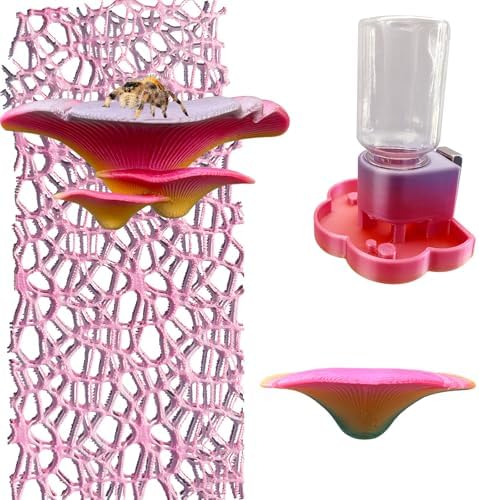 5Pcs Jumping Spider Accessories Set, Jumping Spider Enclosure Mushroom And Water Dispenser, Jumping Spider Web with Magnets, Jumping Spider Enclosure Climbing and Feeding Platforms (pink+purple)
