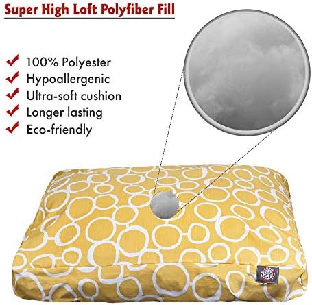Majestic Pet Rectangular Dog Bed, Large, 44x36x5 in, Washable, Yellow