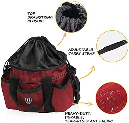 Harrison Howard Premium Multipurpose Durable Horse Grooming Organizer Bag Cleaning Supply Tote Bag-Ruby Red