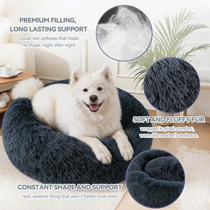 Large Dog Bed, Washable Plush Donut Dog Bed, 36 Inch
