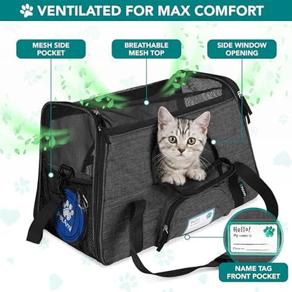 PetAmi Airline Approved Pet Carrier Cats Small Dogs, Large Heather Charcoal