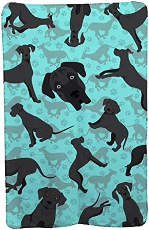 Caroline's Treasures MLM1070TBLT Black Great Dane Soft Travel Blanket with Bag Airplane Blanket, Indoor Outdoor Camping Blanket for Traveling, Picnics, Beach Trips, Concerts