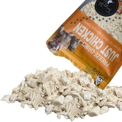 Freeze Dried PureBite Toppers Snacks for Dogs & Cats Boosting Nutrient Intake in Raw or Kibble-Fed Pets, Ideal for Picky Eaters and Training (2.0 oz, Chicken Powder & Chunks)
