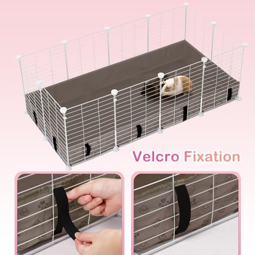 Funfurry Waterproof Guinea Pig Cage Liner,Washable Tarp Bottom Base,Cage Liners for Small Animals,Hamster Chinchilla Hedgehog Ferret Rabbit. (Tan Brown-Paw, 24" X 24")