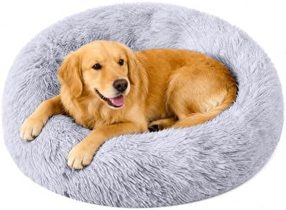 Large Dog Bed, Washable Plush Donut Dog Bed, 36 Inch