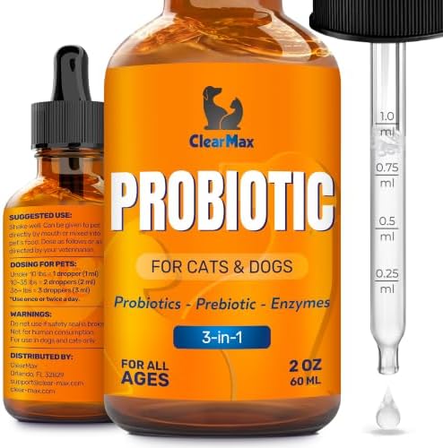 Liquid Probiotics for Dogs & Cats, 6 Billion CFU, Digestive Support, 2 Oz