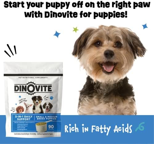 Dinovite Probiotic Food Topper for Puppies, Digestive Support, 90 Servings