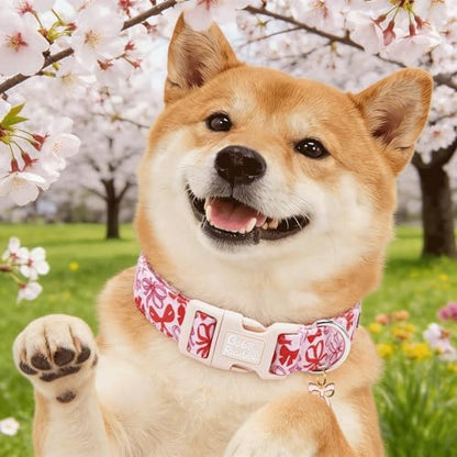 Dog Collars, Cute Pink Bow Print Pet Collar Holiday Durable Adjustable Pendant Gift Collar with Quick Release Plastic Buckle for X-Small Dogs