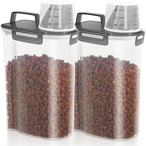 2 Pack 3 Lbs Pet Dog Cat Food Bird Seed Storage Containers for Travel -Grey