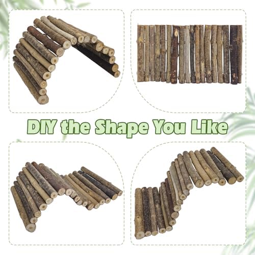 kathson Bearded Dragon Tank Accessories, Large Reptile Hide Wooden Bridge Seagrass Hammock Jungle Climber Vines Leaves and Plant Reptile Habitat Decor for Chameleon Lizards Gecko Snakes Climbing