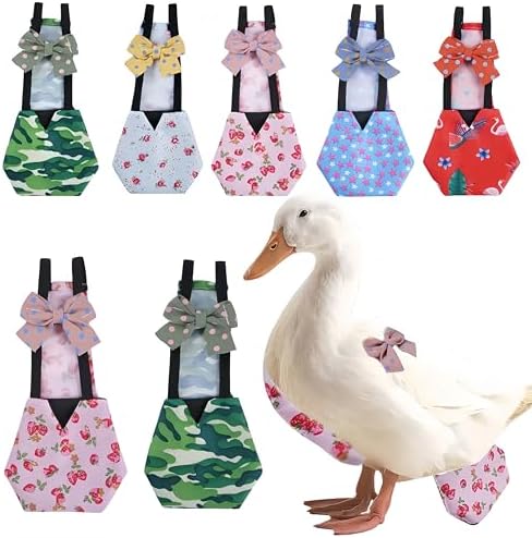 2 Pack Chicken Diapers for Hens, Roosters, Diapers for Ducks, Ducklings, Reusable Pet Diaper with Bow Ties Waterproof Poultry Nappies Pet Clothes for Geese Pet Ducks-Camouflage&Pink,L