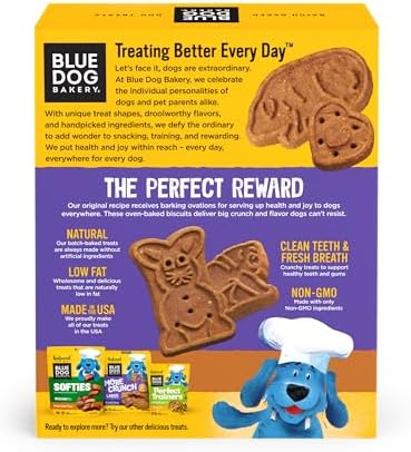 Blue Dog Bakery Natural Dog Treats, More Crunch Large, Peanut Butter, 18oz (6 Count)