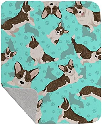 Caroline's Treasures MLM1046LQB Brindle Cardigan Corgi Quilted Blanket 50x60 Artwork Pattern Quilted Throw Blanket for Bed, Couch, Sofa, Soft and Lightweight