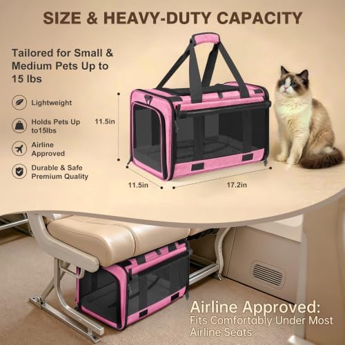 Soft Sided Cat Carrier for Anxious Pets with Privacy Roller Blinds