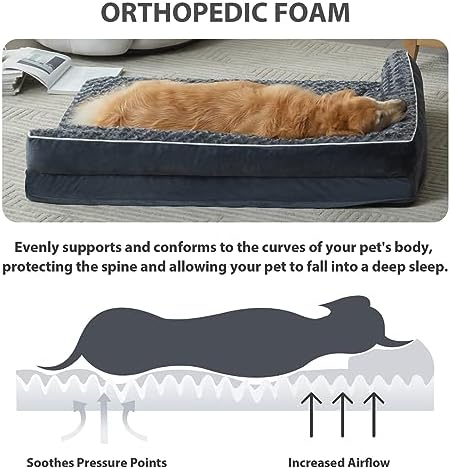 BFPETHOME Orthopedic Washable Dog Bed, Sleeping Couch for Large Senior Dogs