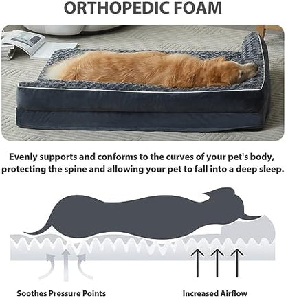 BFPETHOME Orthopedic Washable Dog Bed, Sleeping Couch for Large Senior Dogs