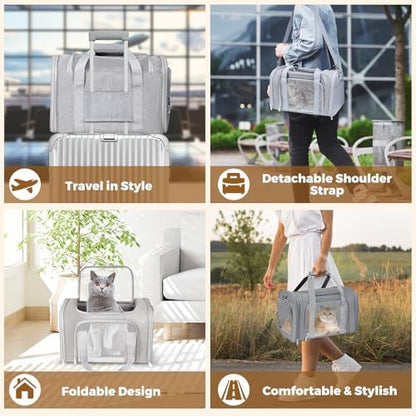 Large Cat Carrier Soft Up to 28 Lbs, Breathable Pet Bag with Steel Frame