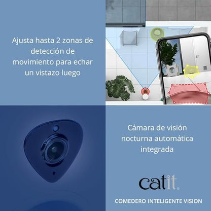 Catit PIXI Vision Smart Feeder – App-Controlled Cat Feeder with Built-in Camera, Motion Detection, Night Vision & Custom Feeding Schedule Monitoring