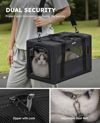 Pecute Cat Carrier Stable, Pet Carrier with Privacy Partition,Dark Gray